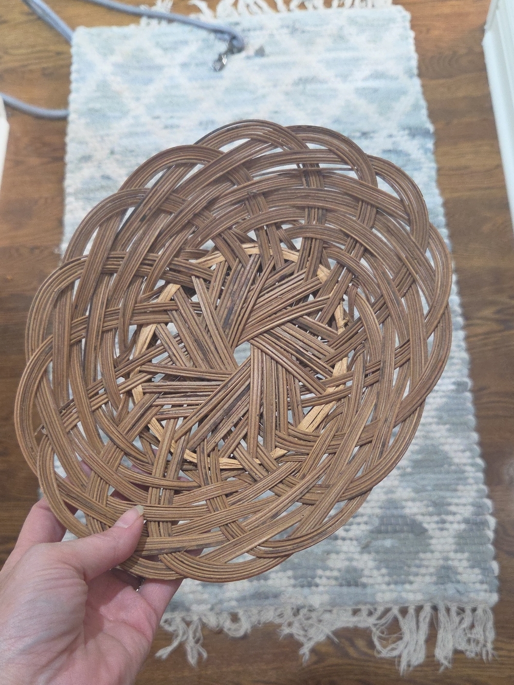 Woven Natural Rattan Decorative Basket Tray - Brown